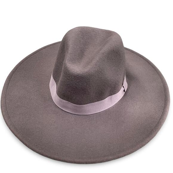 Lucky Brand Wool Panama Hat Gray Blush 4” Wide Brim Boho Chic NWT LK50039 main image 10